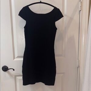 Express Black Sheath Mini Dress Cap Sleeve Bateau